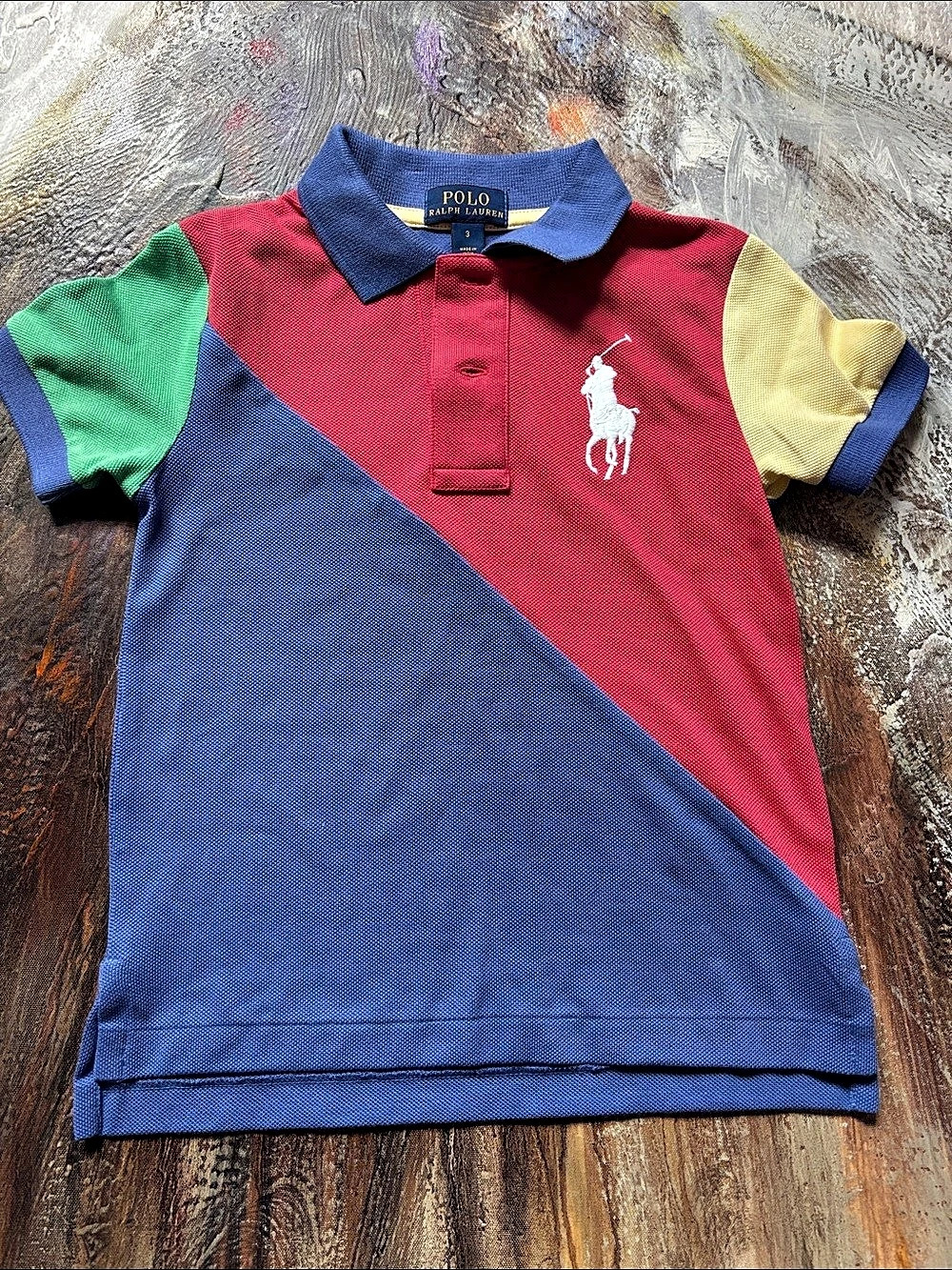 Polo Ralph Lauren Colorblocked Cotton Mesh Polo Shirt Boys Size 3